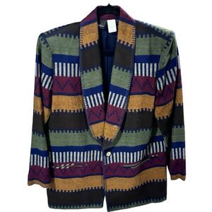 ANTHONY MARK HANKINS‎ Boho Southwestern Blazer Size 8 Vintage Whipstitch Trim